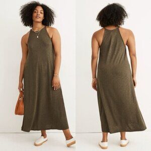 Madewell Knit Cami Midi Dress Olive Green